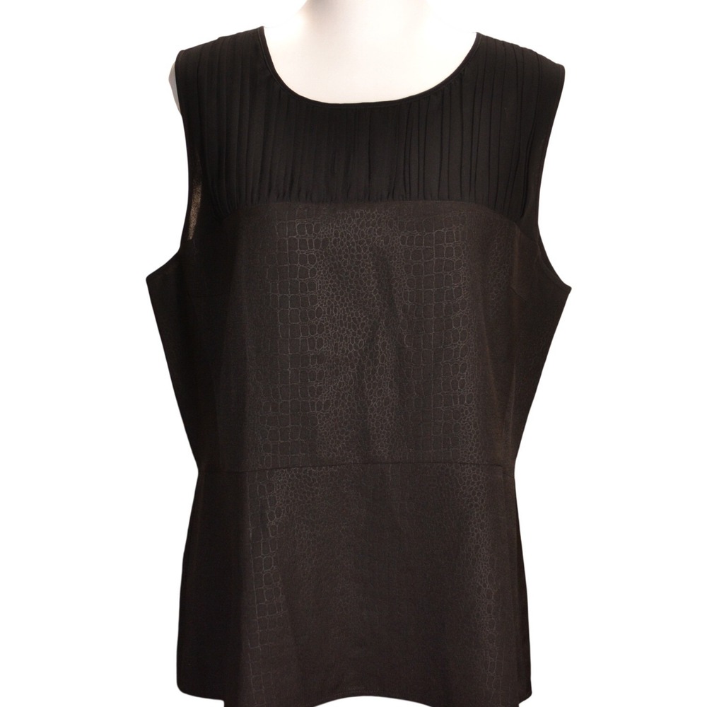 Cabi Minimalist Casual Animal Print Summer‎ Sleeveless Blouse Black Textured